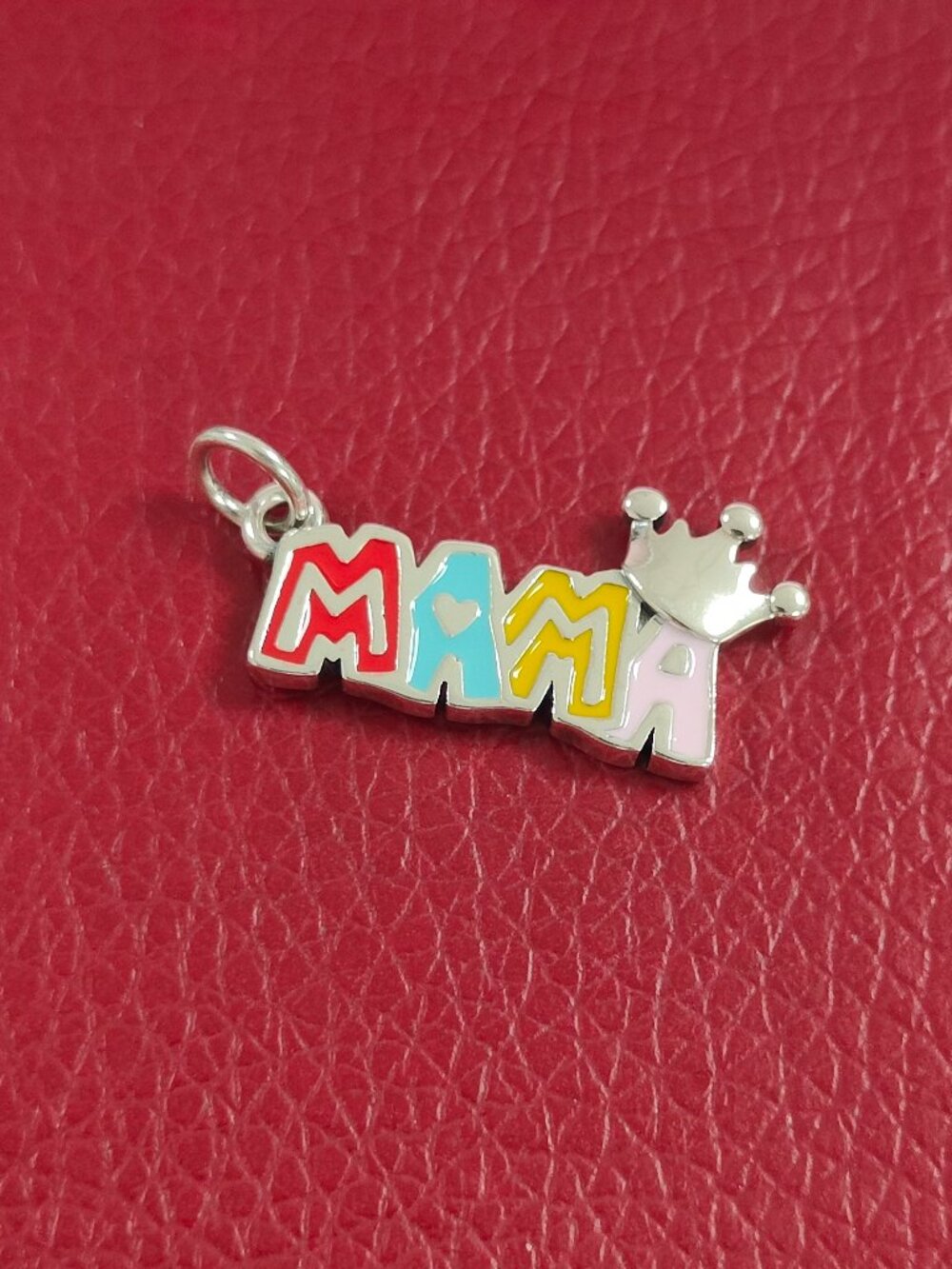James Avery Multi-Color Enamel Mama Rules Charm Sterling Silver Pendant with box